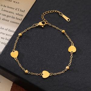 Bracelet à chaîne à maillons avec pendentif en forme de cœur creux, de croix, de fleur et de symbole d'infini en acier inoxydable plaqué or 18 carats pour femmes, bijoux de tous les jours - Product Image 3