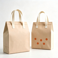 Sac isotherme réutilisable personnalisé en non-tissé avec doublure en aluminium, garde au chaud et au froid, poignée longue, pour café à emporter, logo personnalisé, OEM