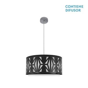 Lampada a Sospensione 2xE27 Cromo/Legno Nero 50x50 cm - Ideale per Illuminazione Decorativa e Ambientazione Moderna - Product Image 1