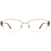 Lunettes légères semi-cerclées pour femmes avec décorations florales tridimensionnelles, lignes élégantes, élégantes et raffinées