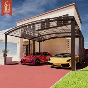 Abri de voiture extérieur <span class=keywords><strong>double</strong></span> en aluminium imperméable de type M 55x6m pour allée de stationnement et jardin - Product Image 1