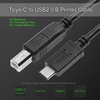 Câble pour imprimante USB 1.5 Type C à Type B, 1m 2.0 m 2m, pour imprimante, scanner, piano électrique
