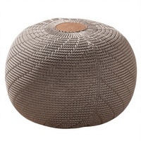 Grand pouf ottoman en acrylique tricoté, design bohème moderne, meuble de salon et chambre, 20" L x 15" H, marron, Chine