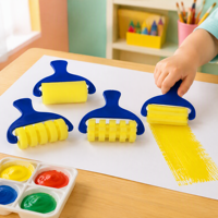 Keep Smiling – Ensemble de 4 rouleaux éponge lavables pour enfants, pour la peinture artistique et l'artisanat