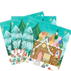 DAMAI Christmas Santa Claus Snowman Pink Disposable Paper Dinner Plates Dessert Plates and Napkins for Merry Christmas Party - Product Image 5