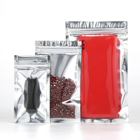 Sachet refermable en aluminium transparent avec fermeture éclair, en BOPP et CPP, à trois soudures latérales, pour le stockage du café, du thé, des épices et des aliments