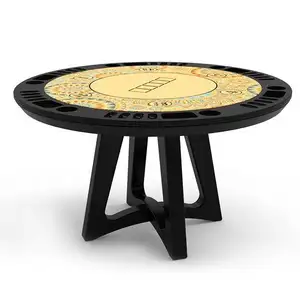 YH 56inch Luxury Gambling Round Shaped Italian Style Wooden Legs Texas Poker Table Top With Paint Tunnel