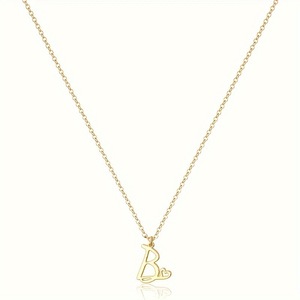 Collier avec pendentif minimaliste en acier inoxydable, lettre personnalisée, plaqué or 18 carats, tendance et mignon, pour la Saint-Valentin - Product Image 2