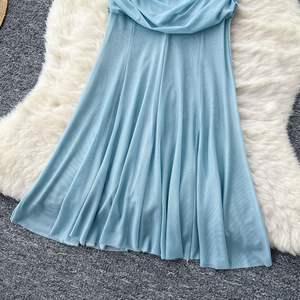 Vestido de verano para mujer, sexy, sin mangas, degradado de color, plisado, con cintura, de malla, estilo cola de pez, a la moda - Product Image 4