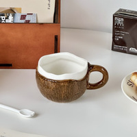 Tasse à café et thé en forme de noix de coco en céramique de haute qualité de 250ml pour un design original pour le petit-déjeuner et l'après-midi modernes pour les couples