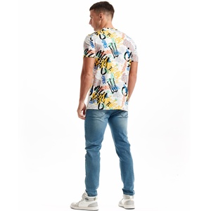 T-shirt décontracté d'été pour homme, coupe classique, tricoté, imprimé, à manches courtes, col rond, avec tissu respirant et anti-plis pour le fitness - Product Image 6