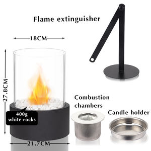 Mini foyer de table <span class=keywords><strong>en</strong></span> verre rond <span class=keywords><strong>en</strong></span> cristal, bioéthanol, insert de foyer, foyer de table portable, petit foyer de table au bioéthanol - Product Image 2
