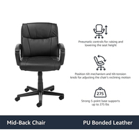 Chaise de direction moderne meilleures roues pivotantes chaise de bureau ergonomique en cuir PU noir pour le bureau