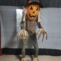Grande citrouille électrique d'Halloween, accessoire de décoration pour maison hantée intérieure, décoration animatronique lumineuse effrayante pour Halloween