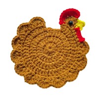 Sous-verre en laine crocheté à la main, motif poulet tricoté, design de dessin animé, style créatif, tissu poussin tissé à la main