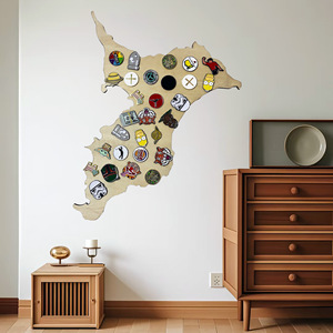 Décoration murale style européen avec support de rangement en forme de pays de golf, sans perçage, brun clair, irrégulier, fait main - Product Image 2