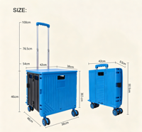Chariot de courses pliable robuste avec 4 roues pivotantes à 360°, capacité 2 kg, pour le transport de marchandises en gros