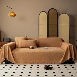 Funda de Sofá de Chenilla de Color Sólido, Marrón Oscuro, Modular, para Todas las Estaciones, Antipolvo, Estilo Chino Moderno, Cojín de Alta Gama - Product Image 3