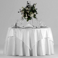 Nappe de mariage à carreaux blancs ronde en polyester de 120 pouces Nappe d'événement