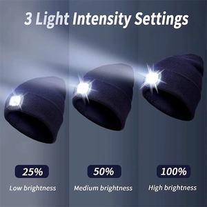 LED Beanie Hat với ánh sáng Unisex ấm mùa đông hat với đèn LED Headlamp cap mùa đông dệt kim đêm thắp sáng hat đèn pin - Product Image 3