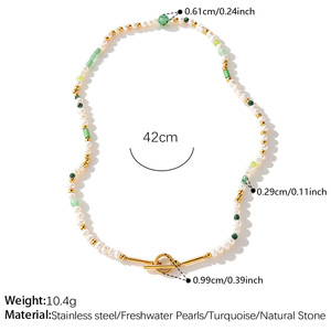 Collar de cuentas estilo bohemio para mujer con perlas de imitación y cierre de palanca chapado en oro, joyería de moda de forma redonda - Product Image 4