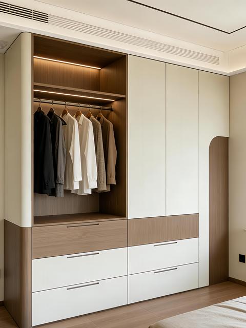 Custom Modern Freestanding Solid Wood Wardrobe Cabinet with Lockable Drawers Durable DIY Bedroom Storage Large Closet