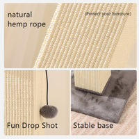Griffoir pour chat en sisal, grand modèle, avec boule suspendue et base stable, pour intérieur