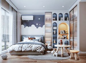 소년 십대 단단한 나무 가죽 침대 만화 곰 1.5m 소년 방 침대 그물 빨간 싱글 아이 침대 - Product Image 5