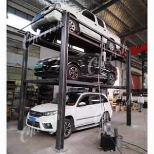 Elevador de Estacionamiento de Vehículos de Cuatro Columnas Personalizado de Fábrica, Elevador de Estacionamiento de Automóviles de Triple Capa, Apilador Automático Vertical Hidráulico - Product Image 1