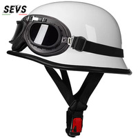 Casque demi-face rétro vintage de style allemand, certifié ABS DOT/ECE, cadre noir, pour moto chopper
