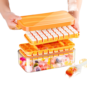 Silicone <span class=keywords><strong>ice</strong></span> cubes & Balls Maker khuôn với hộp lưu trữ vuông tủ đông an toàn tái sử dụng thân thiện với môi container - Product Image 1