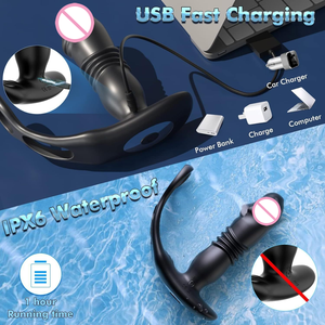 <strong>Prostate</strong> <strong>Massager</strong> with Vibrating Cock Ring, Anal <strong>Thrusting</strong> Dildo Vibrator Sex Toys for Men With 10 Vibrating Modes - Product Image 5