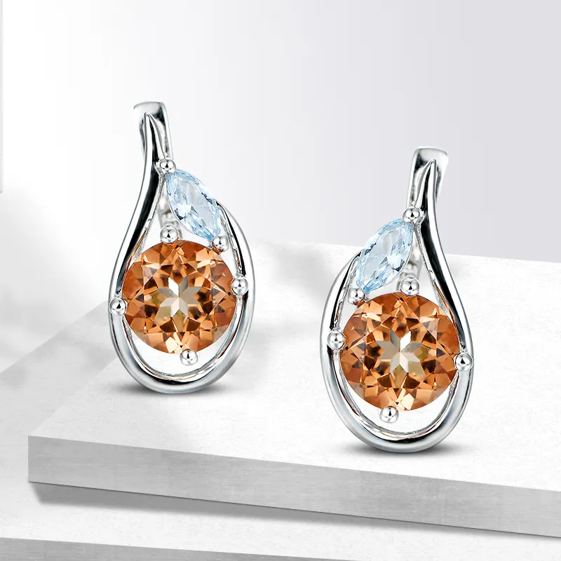 Zultanite Anting-Anting Klip Multiwarna Safir Rubi untuk Wanita 925 Sterling Warna Perak Berubah Diaspore Anting-Anting Batu Perhiasan Bagus