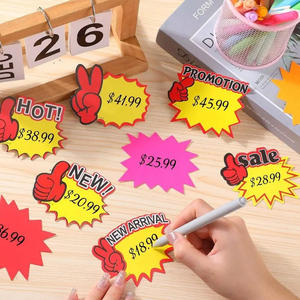 Autocollant de vente vierge auto-adhésif personnalisé inscriptible amovible étiquette étanche panneau Starburst étiquettes de prix autocollant vente enseignes en papier - Product Image 1