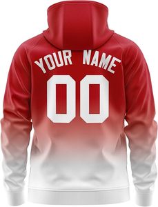 Sudadera Deportiva Personalizada con Cierre Completo, Bordada, de Pana Vintage, con Degradado Rojo Otoñal, para Hombre, con Nombre, Número y Logotipo Impresos - Product Image 2