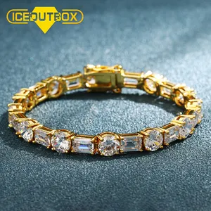 7mm Fashion Silver Gold Color Bracelet Iced Out Row Rhinestones Chain Bling Crystal Bracelet Women Men Hip Hop Jewelry