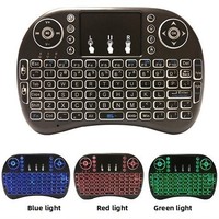 Keyboard Mini Nirkabel USB 2.4Ghz I8 Scissor, Tablet, Silikon Gel, Lampu Latar Tiga Warna, Remote Kontrol Udara, Baterai Lithium Kering
