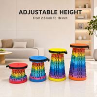 Tabouret réglable en hauteur avec coussin, en plastique rond, pour salon, siège bas, siège haut, repose-pieds