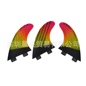Ailerons de planche de surf UPSURF Gradient G5 en fibre de carbone nid d'abeille à double languette - Product Image 1