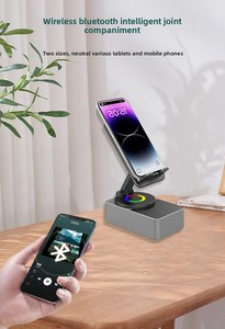Support de téléphone portable portable avec fil <span class=keywords><strong>Bluetooth</strong></span> Woofer haut-parleur amplificateur bureau support de téléphone portable avec haut-parleur intégré et lumières - Product Image 3