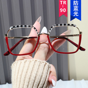 Monture Lunettes Anti-Lumière Bleue Caractéristique Carré Myopie Cadre Diamant Visage Élégant Instagram Populaire <span class=keywords><strong>Natu</strong></span> Couleur - Product Image 2