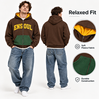 Fabricant de vêtements – Sweat à capuche zippé pour homme, coupe décontractée, color block, doublure polaire, impression personnalisée, streetwear