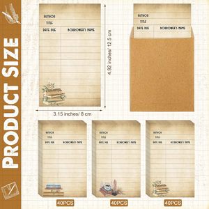 Style rétro bibliothèque cartes de sortie cartes de bibliothèque enveloppes de poche pour l'école bureau bibliothèque publique livres - Product Image 3