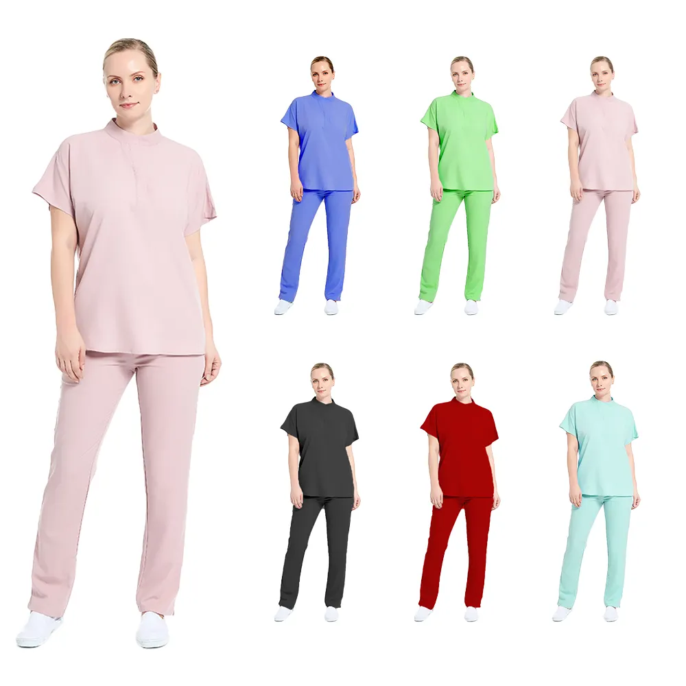 Scrubs Woman Uniforms OEM Hot Sale Nursing Uniforms Medical Scrubs Short Sleeve Tops Pants Uniform Women Clinic Nurse Scrub Uniform Sets