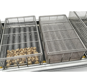 Cestello in Rete di Acciaio Inossidabile Resistente alla Corrosione per Alte Temperature con Manici Fissi, Contenitore Industriale per Circuiti Stampati - Product Image 1