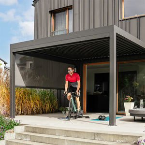 ศาลาพักผ่อนกลางแจ้งแบบมีมอเตอร์พร้อมหลังคาบังแดดปรับได้ ระบบไบโอไคลเมติก ทำจากอะลูมิเนียมเคลือบสีฝุ่น กันน้ำ ทันสมัย เหมาะสำหรับสวนและลานบ้าน - Product Image 1