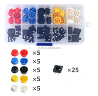 25 paires de micro-interrupteurs tactiles ronds momentanés de 12x12x7,3 mm en boîte avec capuchons de touches de remplacement