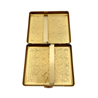 Étui à cigarettes personnalisé en métal doré avec motif floral gravé, support à ressort, boîte cadeau fine de poche