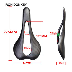 IRONDONKEY Coussin de siège en cuir souple tout en fibre de carbone Selle de vélo étanche avec fonction de massage pour l'utilisation du vélo de route - Product Image 2