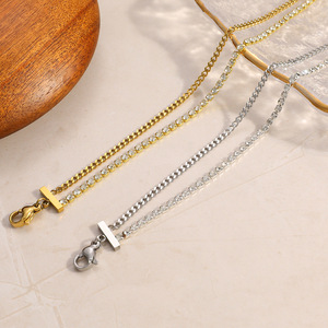 Bracelet en diamant double couche empilable plaqué or 18 carats pour femme, design géométrique, taille brillant rond, pour usage quotidien - Product Image 4